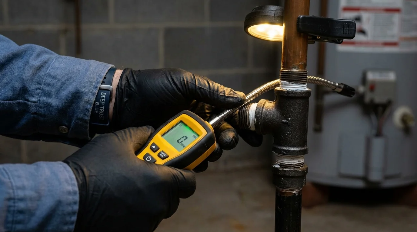 Gas leak detection with electronic sniffer by Johns Plumbing LLC in Senatobia