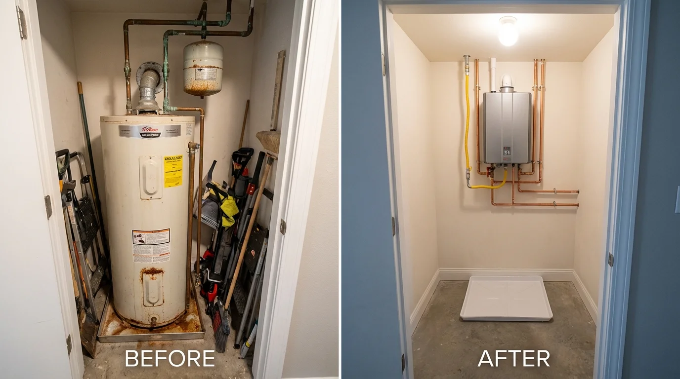Tank water heater versus wall-mounted tankless unit comparison for Senatobia, MS homeowners